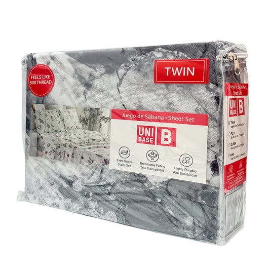 Sábana Twin Estampada Unibase / Set 3 Pizas / Surtida