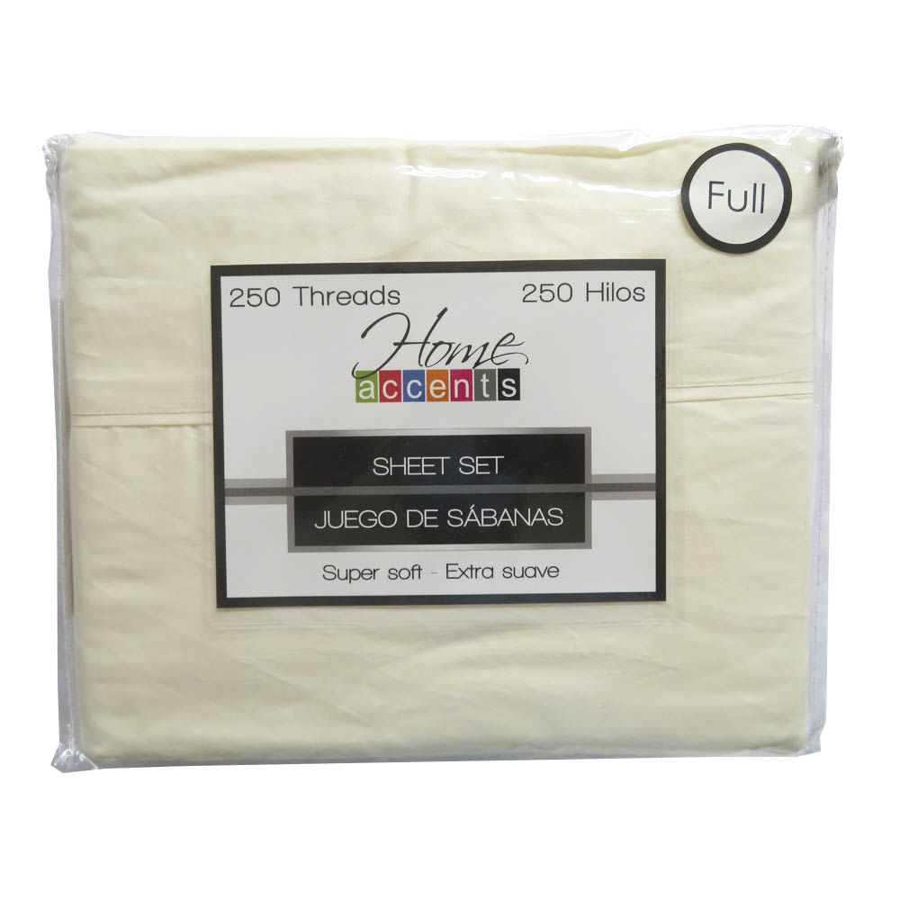 Sabana Home Accents 250 Hilos Set de 4 Piezas - FULL