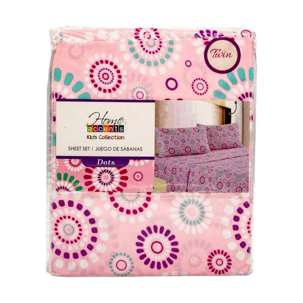 Juego de Sábana Dots 3 Piezas Home Accents de Microfibra - Twin