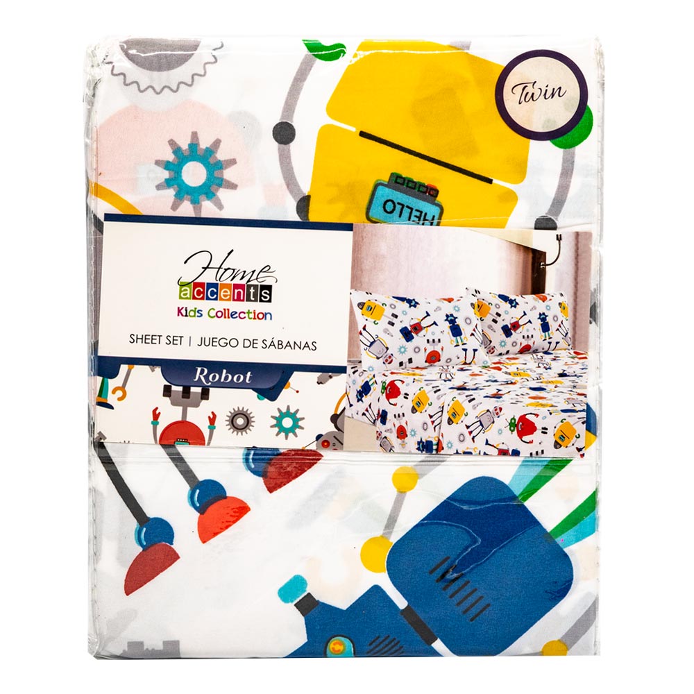 Juego de Sábana Robot Home Accents Microfibra de 3 Piezas - Twin