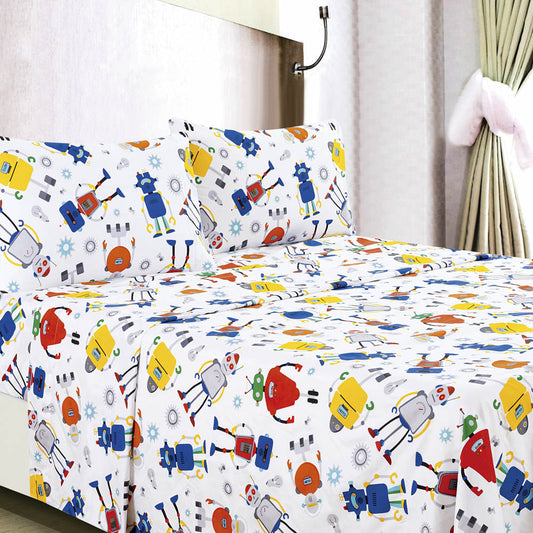 Juego de Sábana Robot Home Accents Microfibra de 4 Piezas - Queen