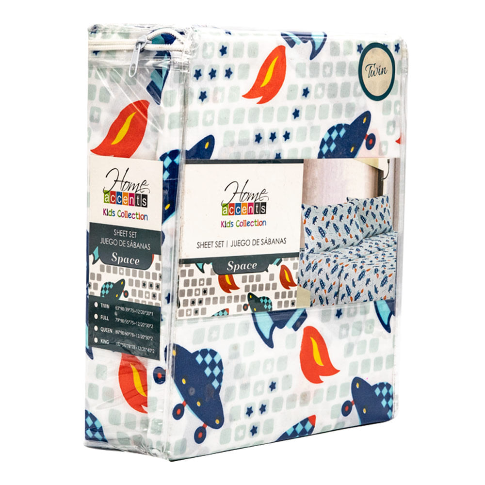 Juego de Sábana Space Home Accents Microfibra de 3 Piezas - TWIN