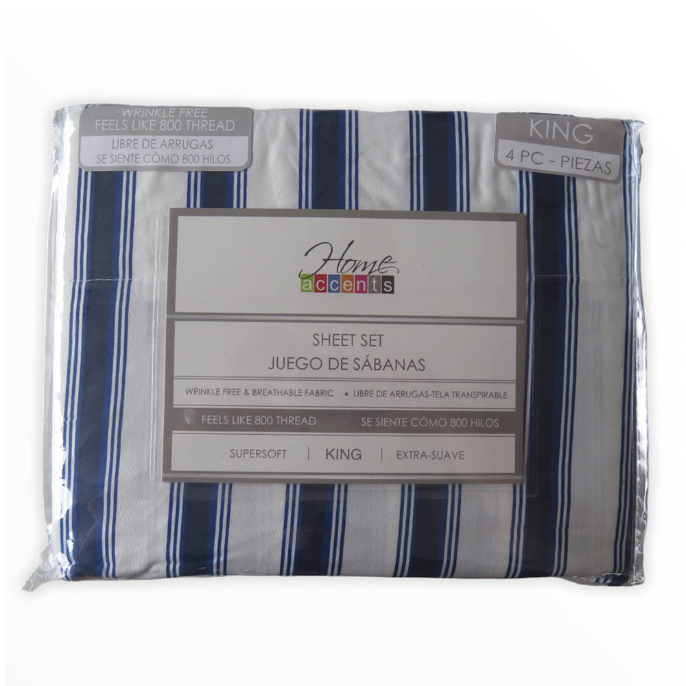 Sábanas Stripe Home Accents 4 Piezas - KING