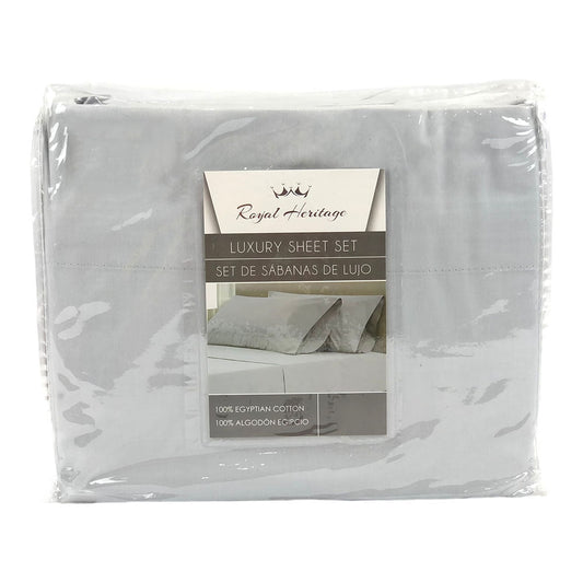 Juego de Sábana Royal Heritage 400 Hilos Gris Claro - TWIN