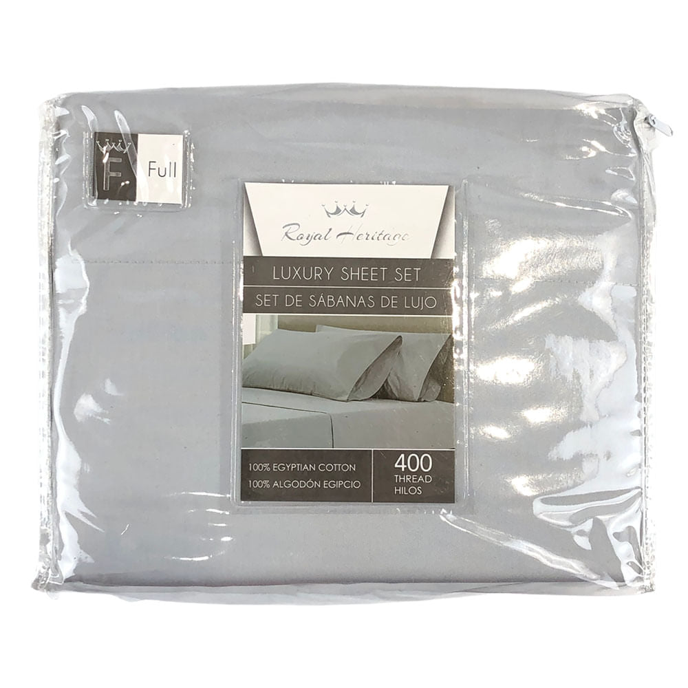 Juego de Sábana Royal Heritage 400 Hilos Gris Claro - FULL