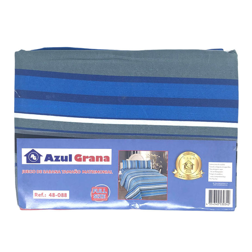 Juego de Sabana Azul Grana Full - Surtido