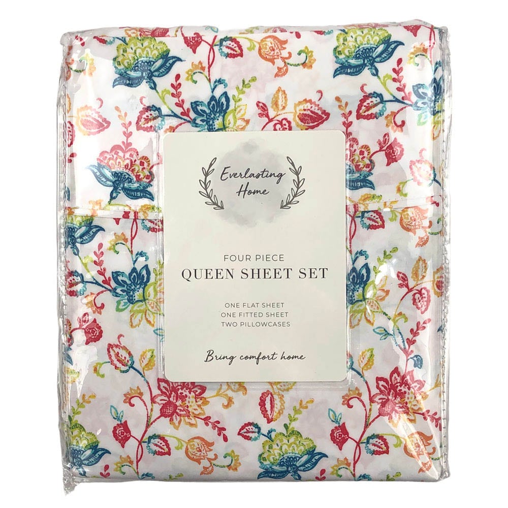 Sabana SI Home Fashion Estampada 4 Piezas Blanco - FULL