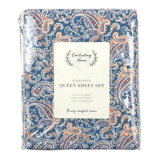 Sabana Sl Home Fashion Estampada 4 Piezas - Queen - Azul