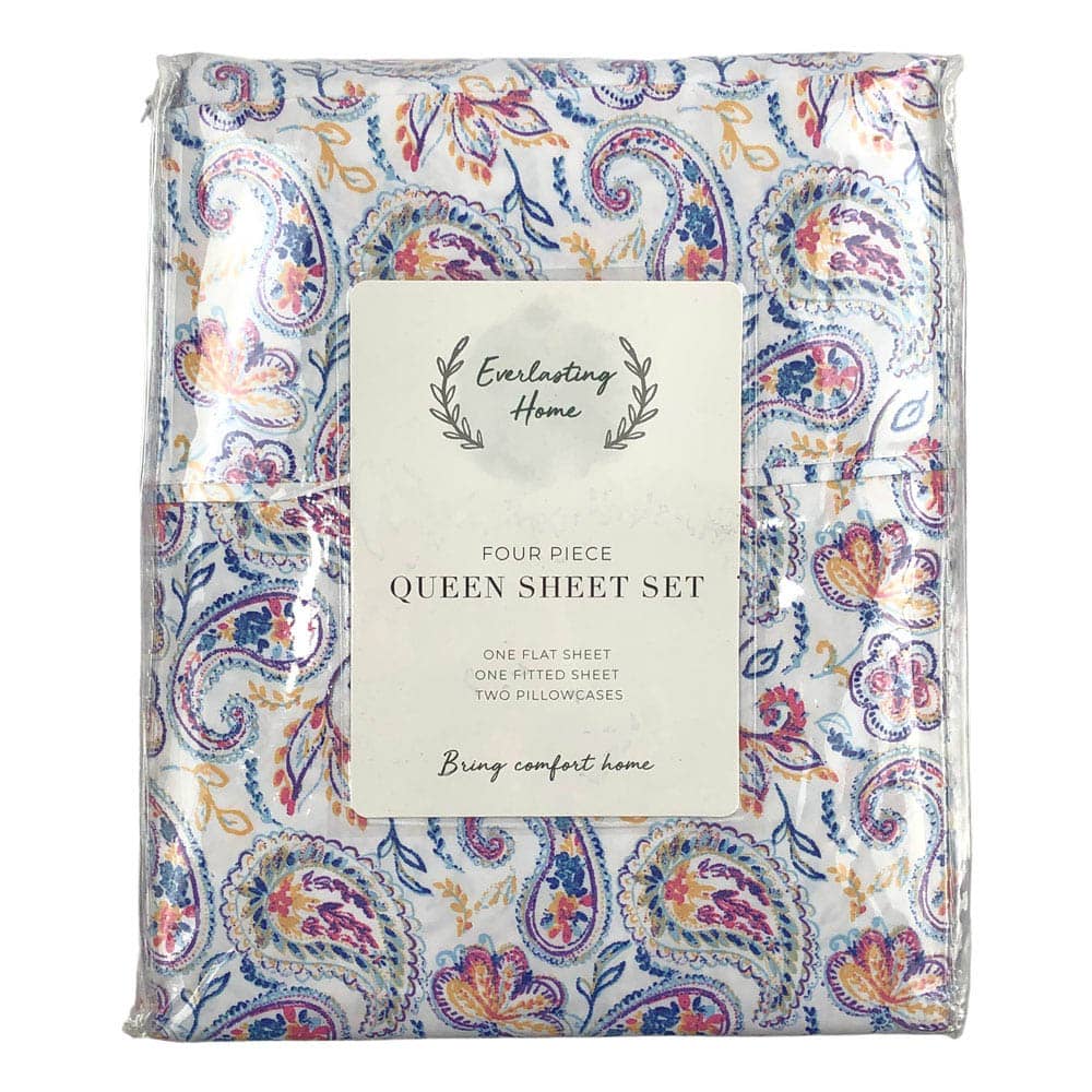 Sabana Sl Home Fashion Estampada 4 Piezas - Queen - Blanco