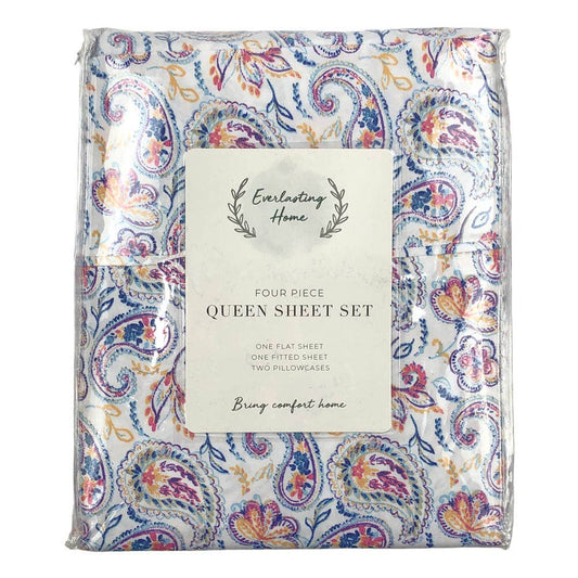 Sabana Sl Home Fashion Estampada 4 Piezas - Queen - Blanco