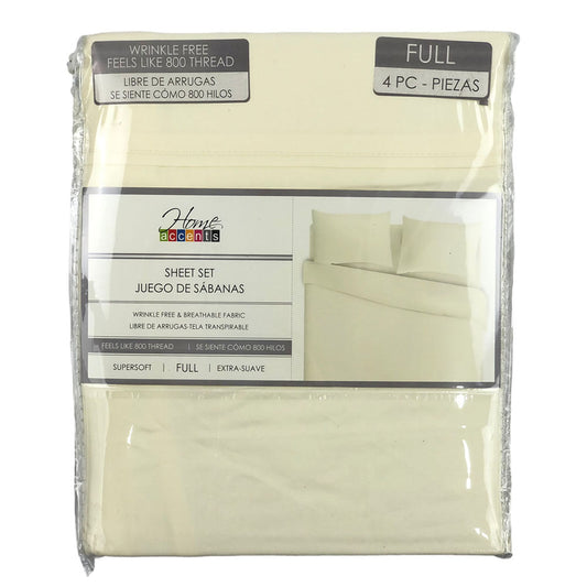 Sábana Home Accents 4 Piezas Marfil - FULL