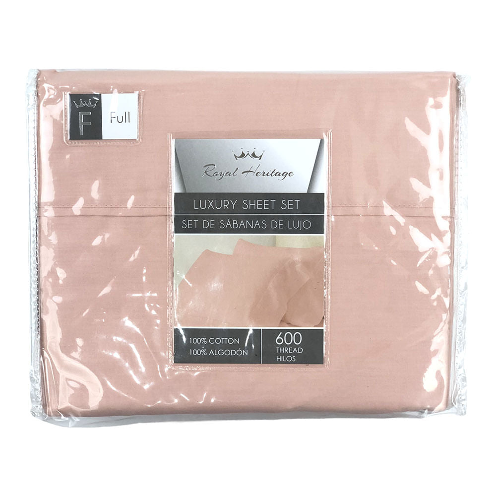 Sábana Home Accents 4 Piezas Rosa claro - QUEEN