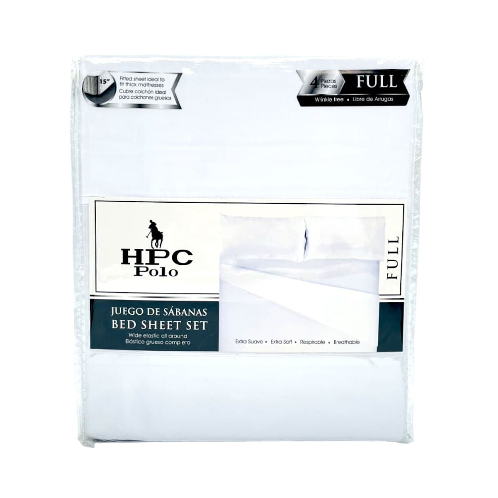 Juego de Sábanas HPC Polo Blanco - Full