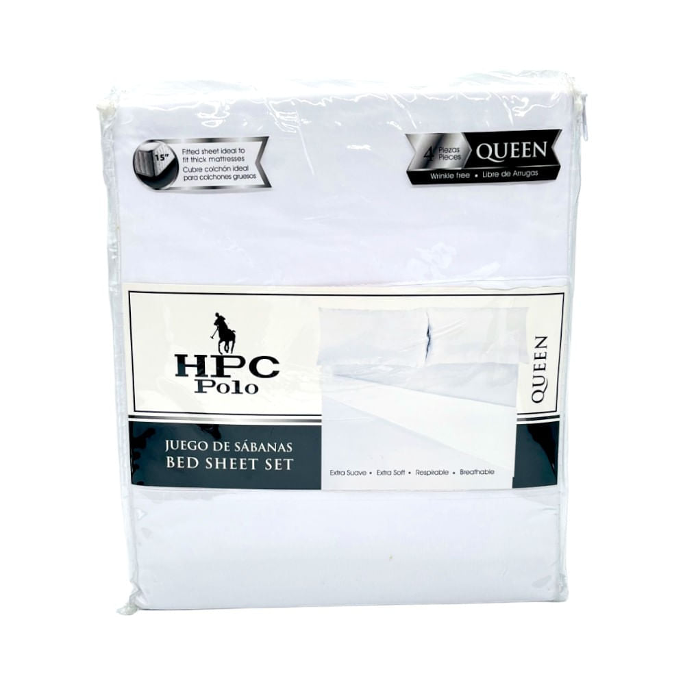 Juego de Sábanas HPC Polo Blanco - Queen