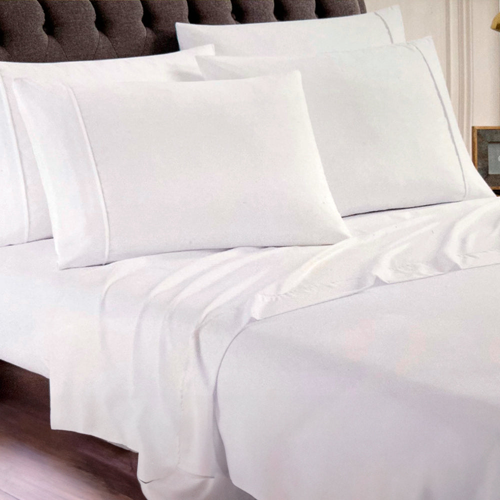 Juego de Sábana Lisa Hotel Set de 6 Piezas Blanca - Queen