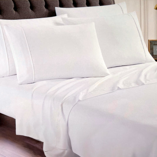 Juego de Sábana Lisa Hotel Set de 6 Piezas Blanca - Queen