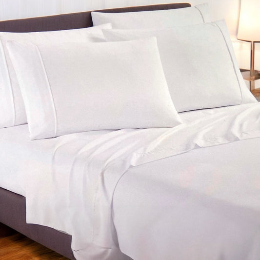 Juego de Sábana Lisa Hotel Set de 6 Piezas Blanca - King