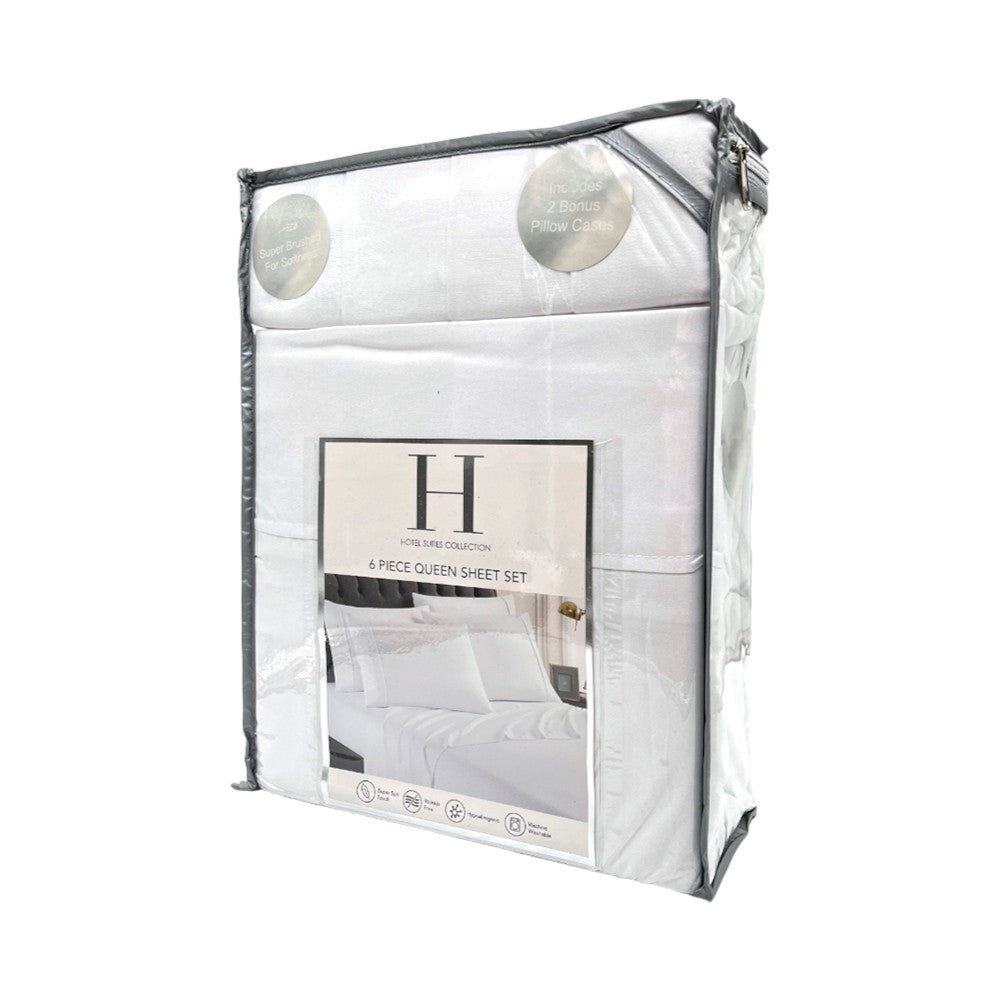 Juego de Sábana Lisa Hotel Set de 6 Piezas Blanca - King