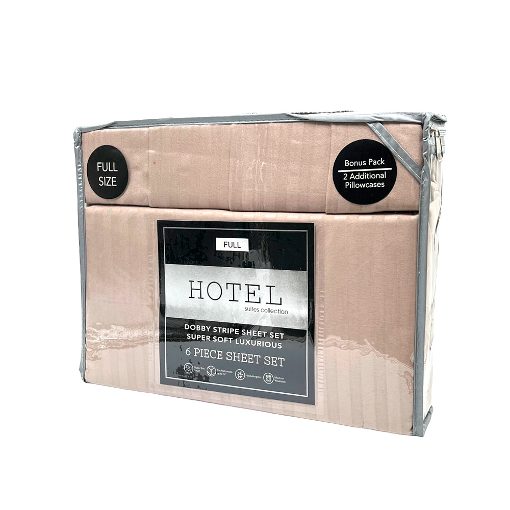 Juego de Sábana Full Hotel Set de 6 Piezas / Diseño de Raya - Surtida