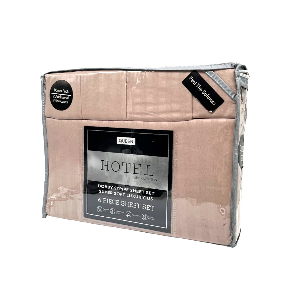 Juego de Sábana Queen Hotel Set de 6 Piezas / Diseño de Raya - Surtida