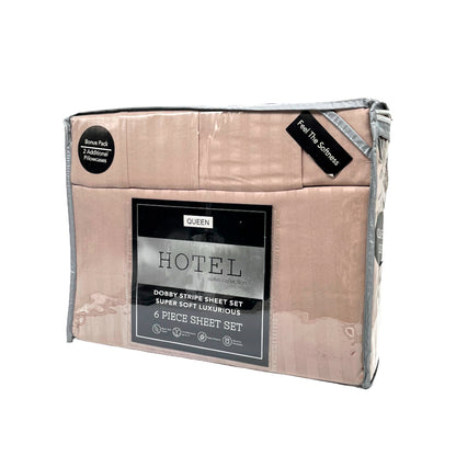 Juego de Sábana Queen Hotel Set de 6 Piezas / Diseño de Raya - Surtida
