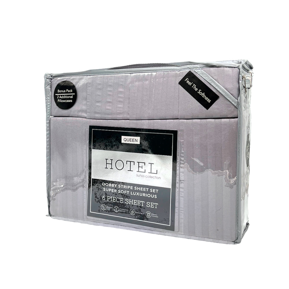 Juego de Sábana Queen Hotel Set de 6 Piezas / Diseño de Raya - Surtida
