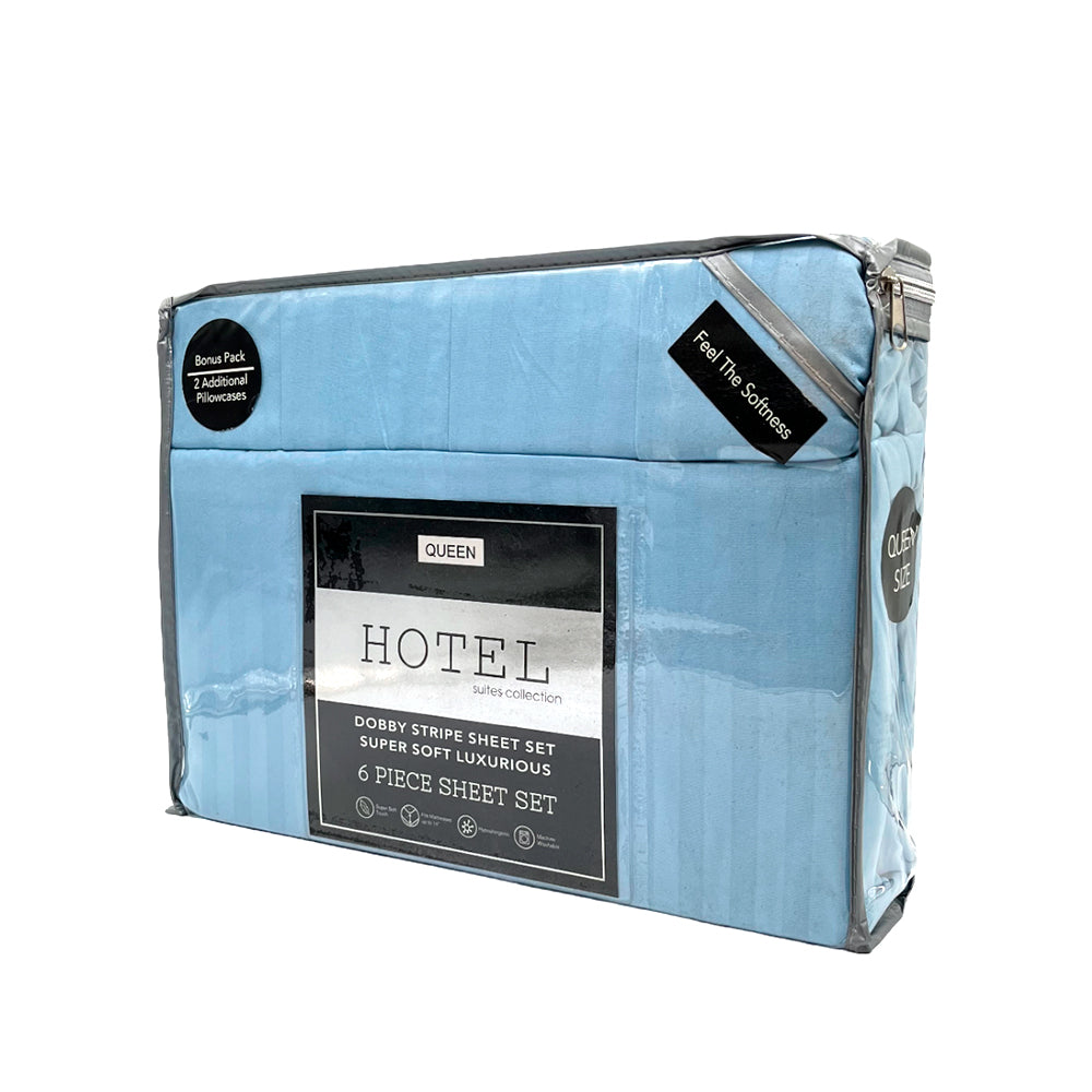 Juego de Sábana Queen Hotel Set de 6 Piezas / Diseño de Raya - Surtida