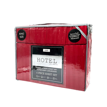 Juego de Sábanas King / Hotel / Set de 6 Piezas / Diseño de Raya / Surtido