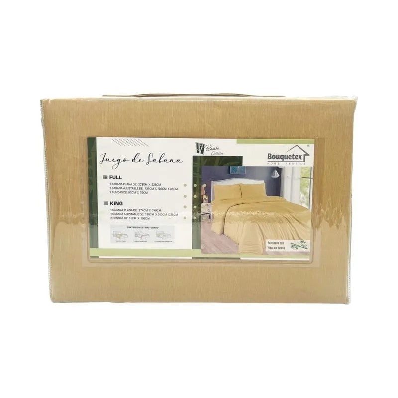 Sabana Full 4 Piezas Bambú Beige