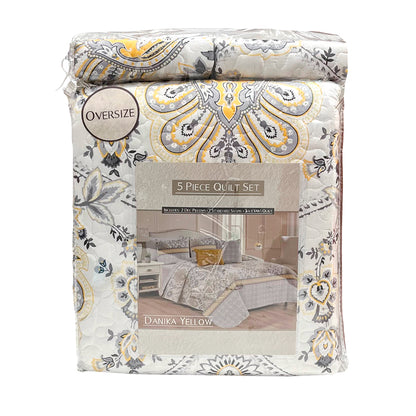 Sobrecama King Danika Yellow 5 piezas Luxury