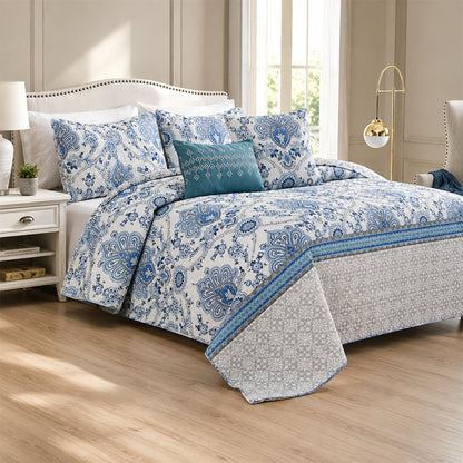 Juego de sobrecama King reversible Luxury Danika Blue