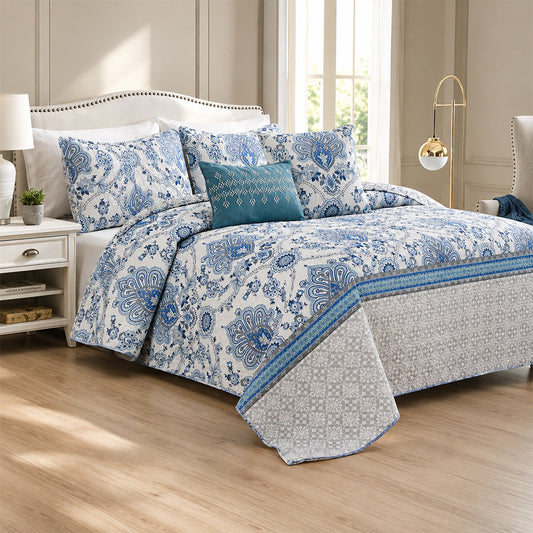 Juego de sobrecama King reversible Luxury Danika Blue