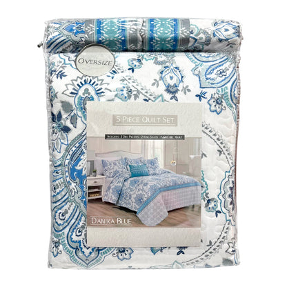 Juego de sobrecama King reversible Luxury Danika Blue