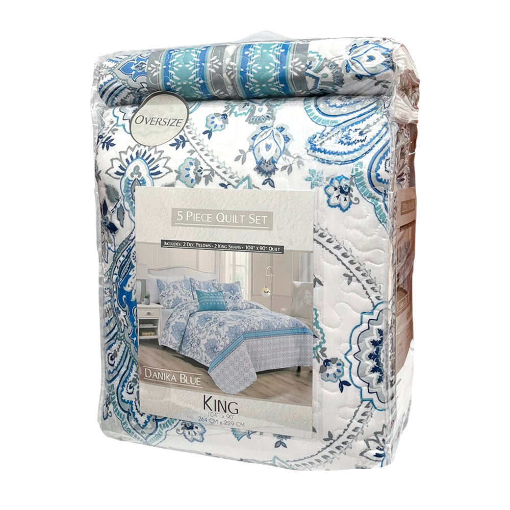 Juego de sobrecama King reversible Luxury Danika Blue