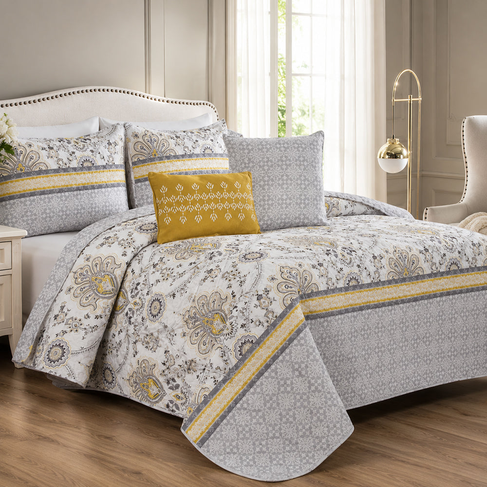 Juego de sobrecama Queen reversible Luxury Danika Yellow