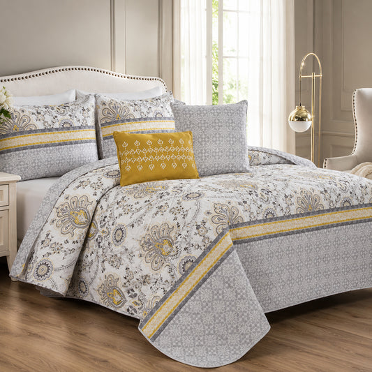 Juego de sobrecama Queen reversible Luxury Danika Yellow