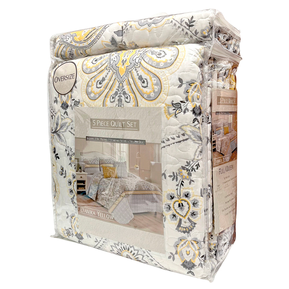 Juego de sobrecama Queen reversible Luxury Danika Yellow