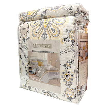 Juego de sobrecama Queen reversible Luxury Danika Yellow