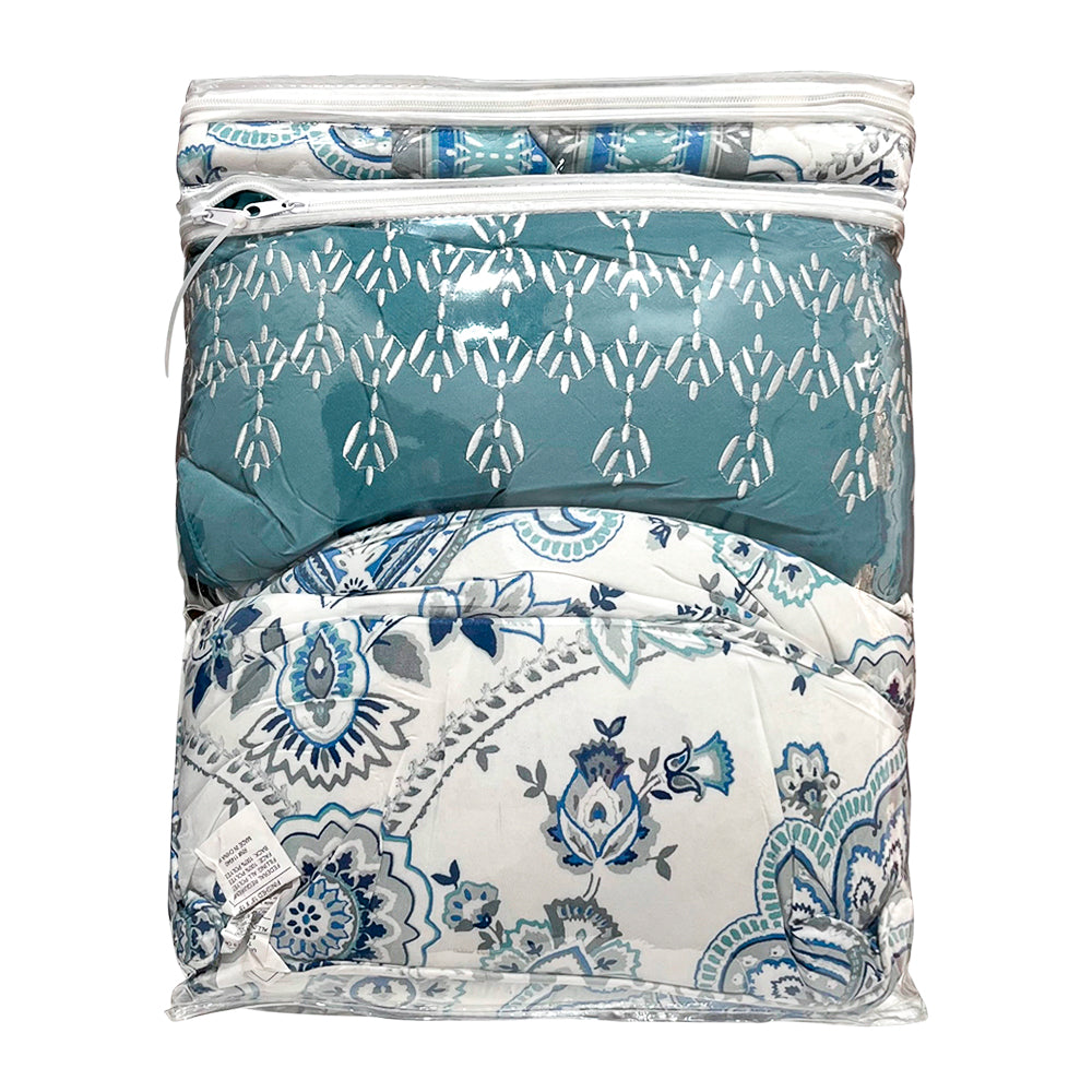 Juego de sobrecama Queen reversible Luxury Danika Blue