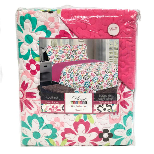 Sobrecama Floral Home Accents Reversible 3 Piezas - FULL