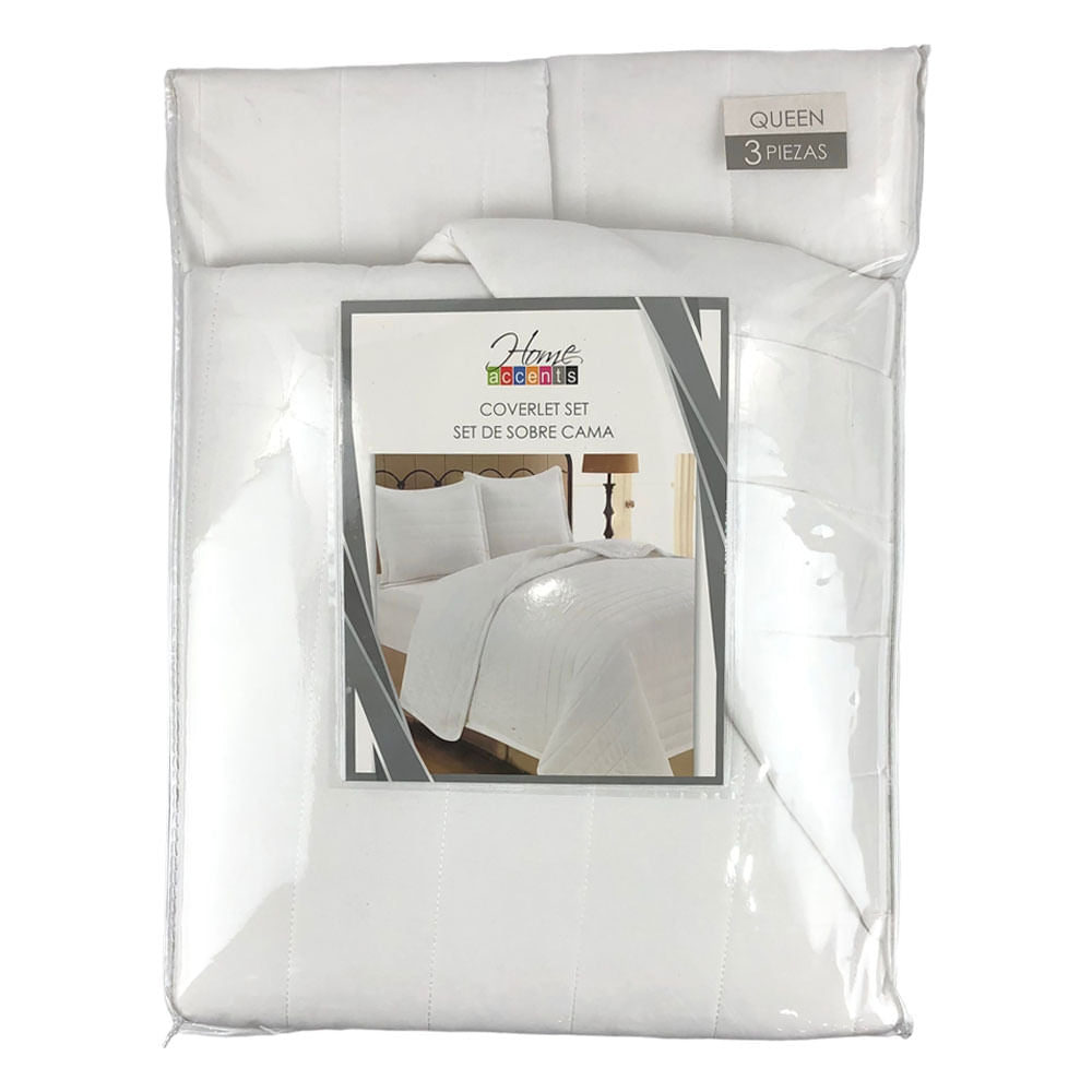 Sobrecama Home Accents Lisa 3 Piezas Blanco - Queen