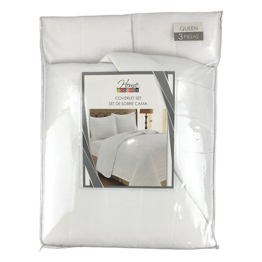 Sobrecama Home Accents Lisa 3 Piezas Blanco - Queen