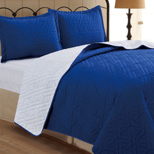Sobrecama Home Accents de 3 Piezas Azul - KING