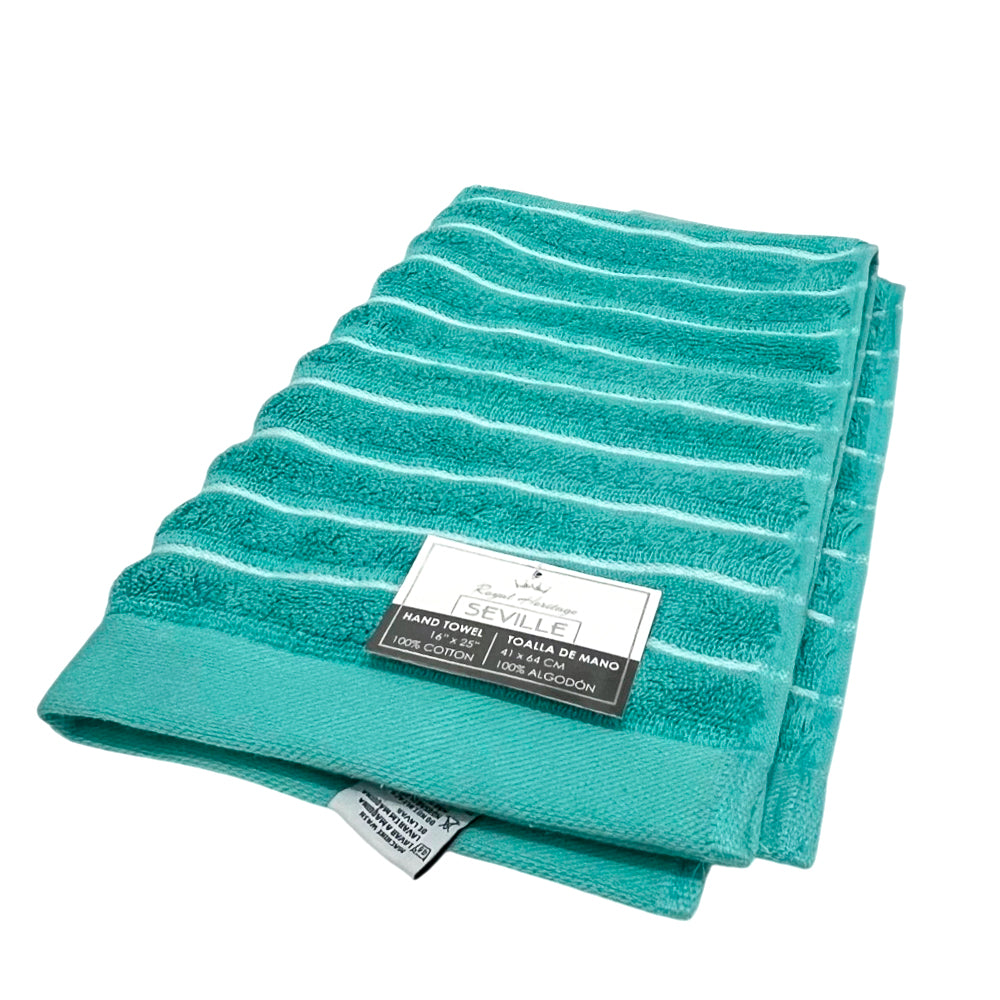 Toalla De Mano Seville 16” X 25” Aqua/Blanco - Royal Heritage