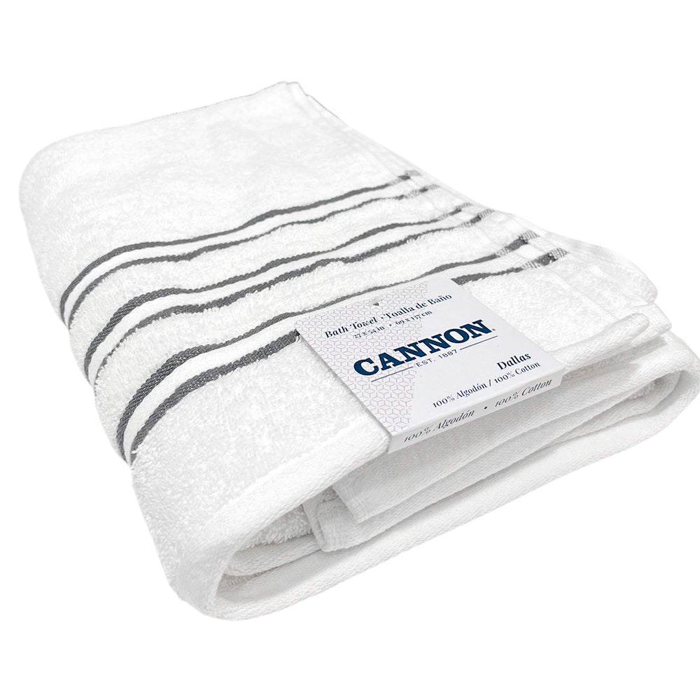 Toalla De Baño Cannon Dallas 27” X 54” Blanco/Gris