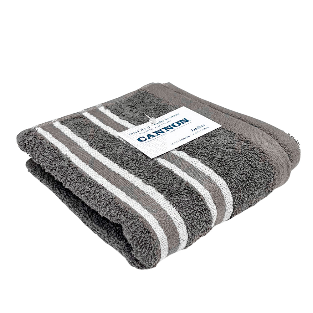 Toalla De Mano Cannon Dallas 16” X 28” Gris/Blanco