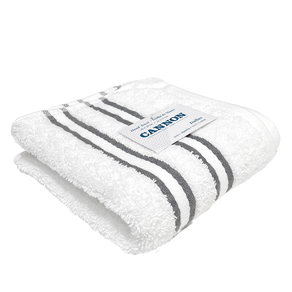 Toalla De Cannon Mano Dallas 16” X 28” Blanco/Gris