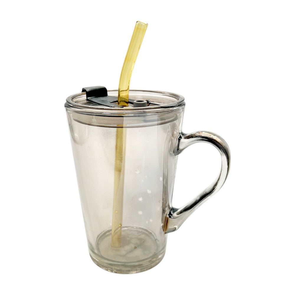 Taza de Vidrio Beneli Home 300 ml / Con Tapa y Carrizo
