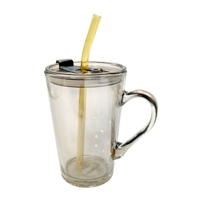 Taza de Vidrio Beneli Home 300 ml / Con Tapa y Carrizo