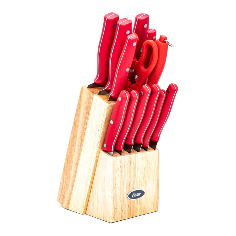 Juego de Cuchillos Oster Con Base de Madera 14 Piezas